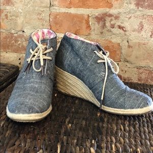 Toms Denim Bootie Wedges